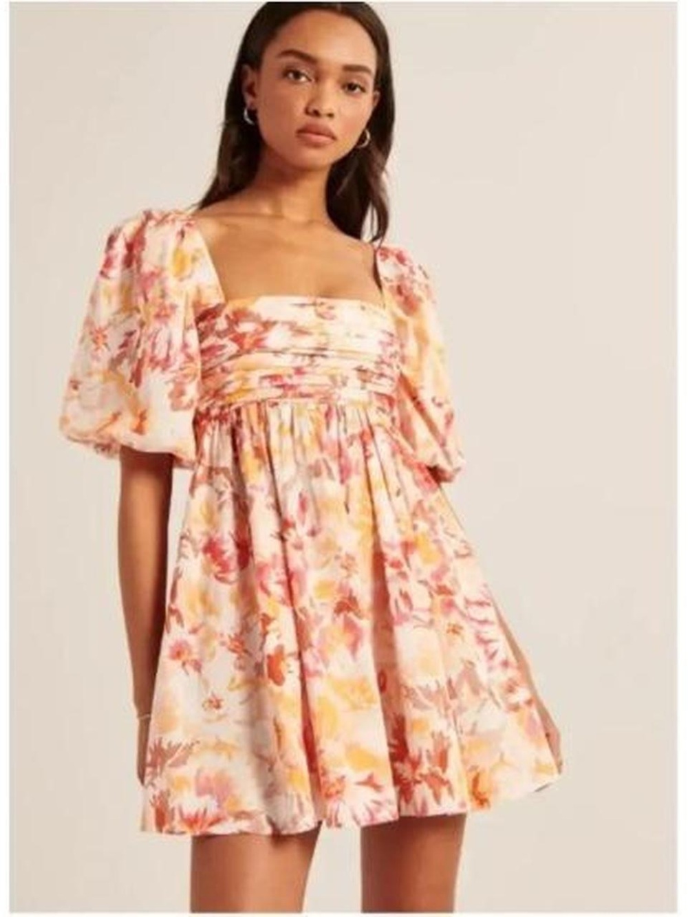 Abercrombie & Fitch Floral Mini Dress in Pink, Peach and Cream